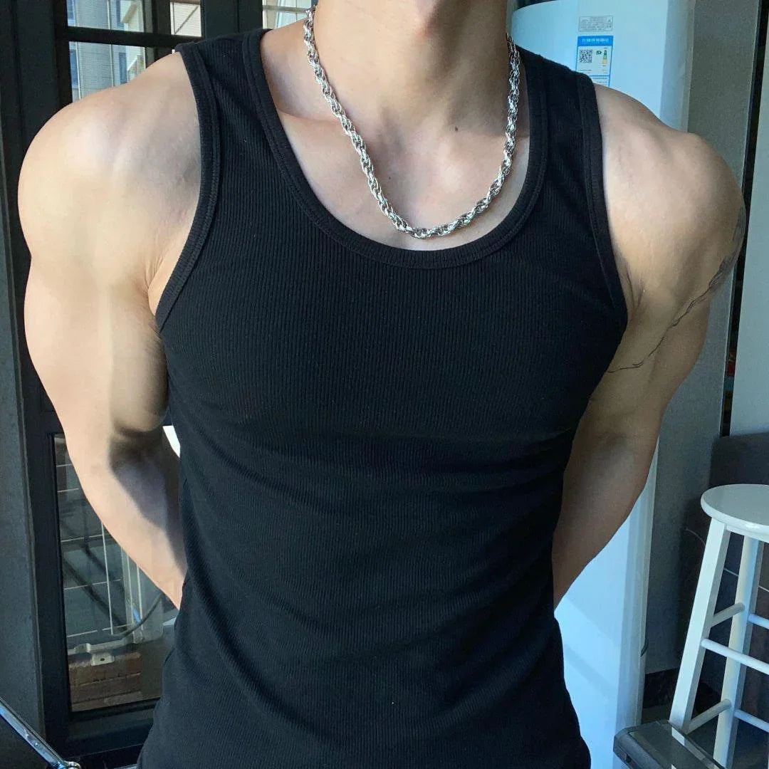 Vintage Ribbed Black Tank Top